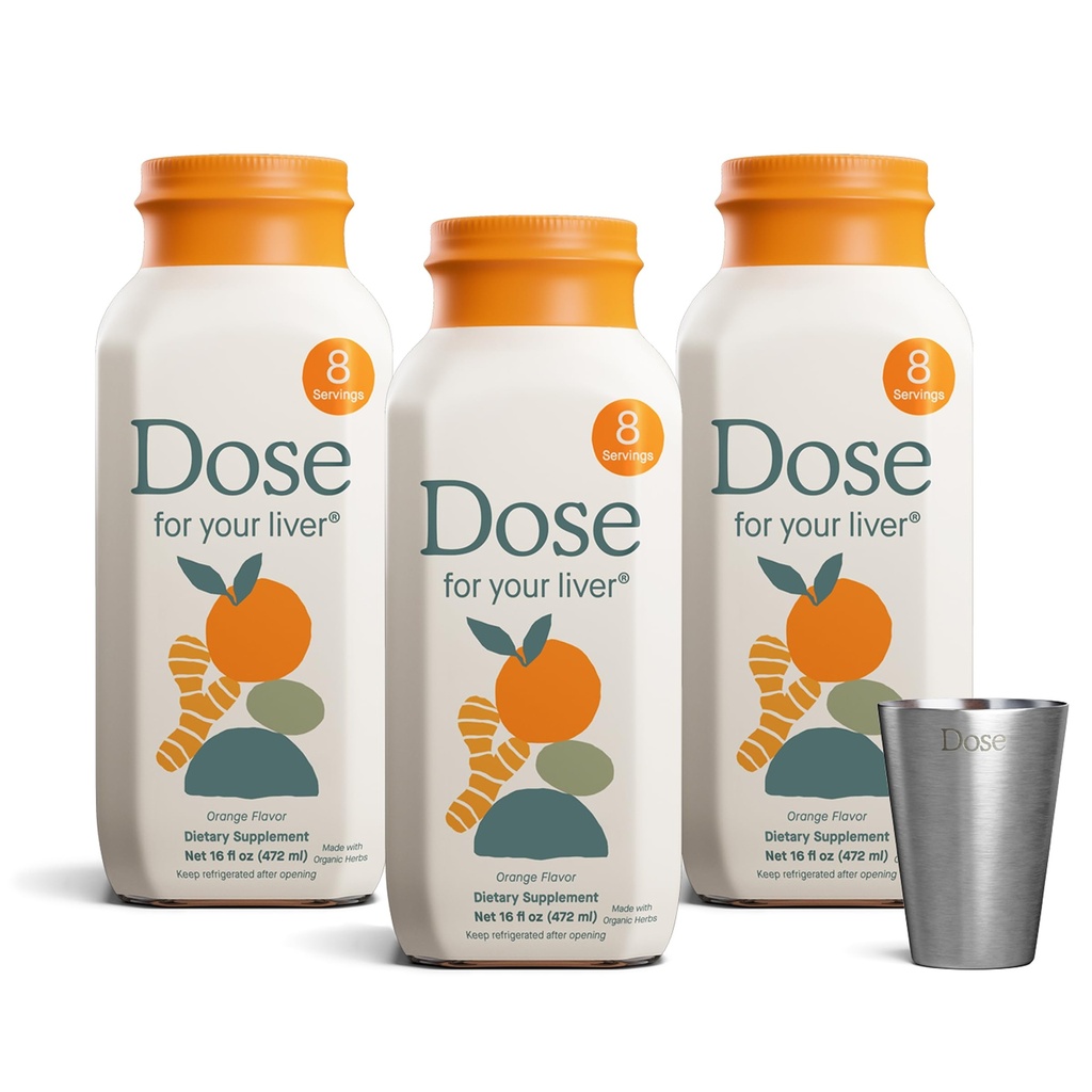 당신의 Liver Cleanse Detox & 수선을 위한 DOSE는, 심황, Dandelion, Ginger 및 오렌지를 가진 유기 우유 이틀 보충교재로 만드는, 건강한 간결 기능, 16oz 병, 3 팩 (3 주 공급)를 지원합니다