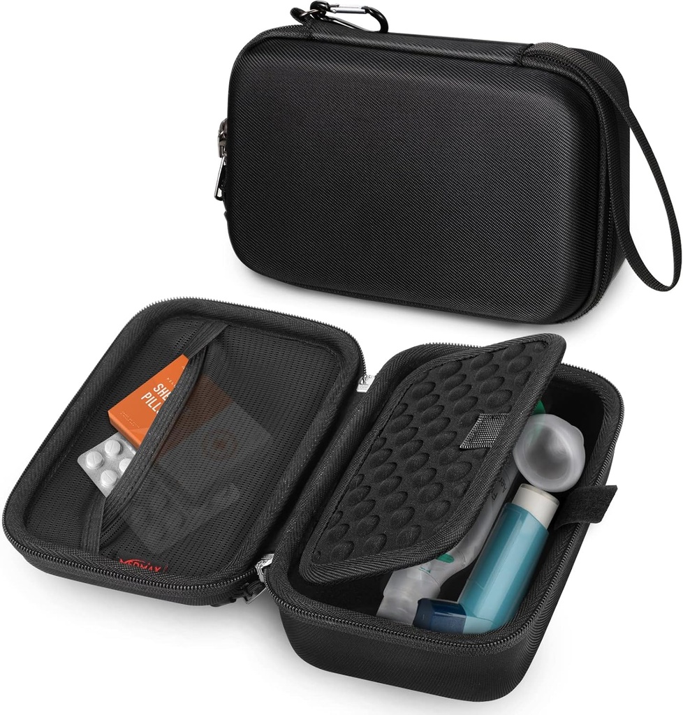휴대용 분무기 Asthma Inhaler를 위한 단단한 포탄 상자, 휴대용 내진성 반대로 찰상 여행 호흡 문제를 위한 개인적인 흡입 Nebulizador를 위한 케이스 소형 분무기, 검정