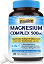 마그네슘 복합 단지 500mg, 1 킬레이트 마그네슘 글리세라이드, 시트레이트, 아스파테이트, 글루콘산염, 탄산염 & 락테이트, 수면 & 캘름, 120 Vegan 모자를 위한 최대 흡수 보충교재, 마그네슘 산화물 없음