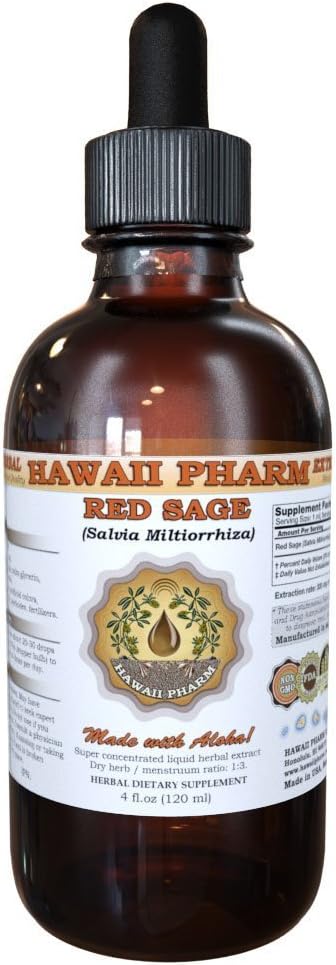 HawaiiPharm Red Sage (Salvia Miltiorrhiza) 액체 추출물, Tincture, 초본 보충, 미국에서 만든, 2 fl.oz