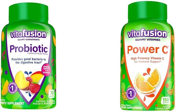 Vitafusion Probiotic와 비타민 C 거미 보충교재, 70 조사 및 150 조사