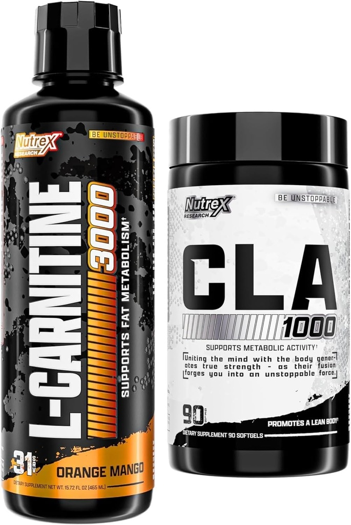 Nutrex 연구 액체 Carnitine 3000 - CLA 90 소프트 젤 - 1000mg Conjugated Linoleic Acid Safflower Oil의 활성 혼합