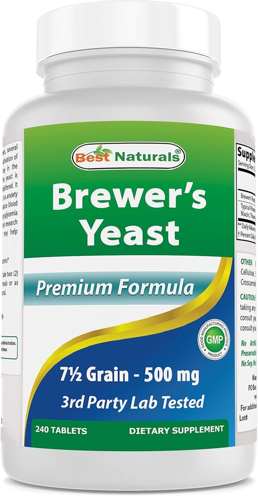 제일 자연적인, 맥주 효모, 비타민 B1, 비타민 B2, 1000 mg 240 정제를 가진 7-1/2 곡물 (240의 조사 1))