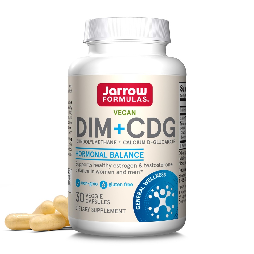 Jarrow 공식 - DIM + CDG Veggie 캡슐 - 30 카운트 - DIM & CDG 보충 - 호르몬 균형 - Non-GMO - 글루텐 무료