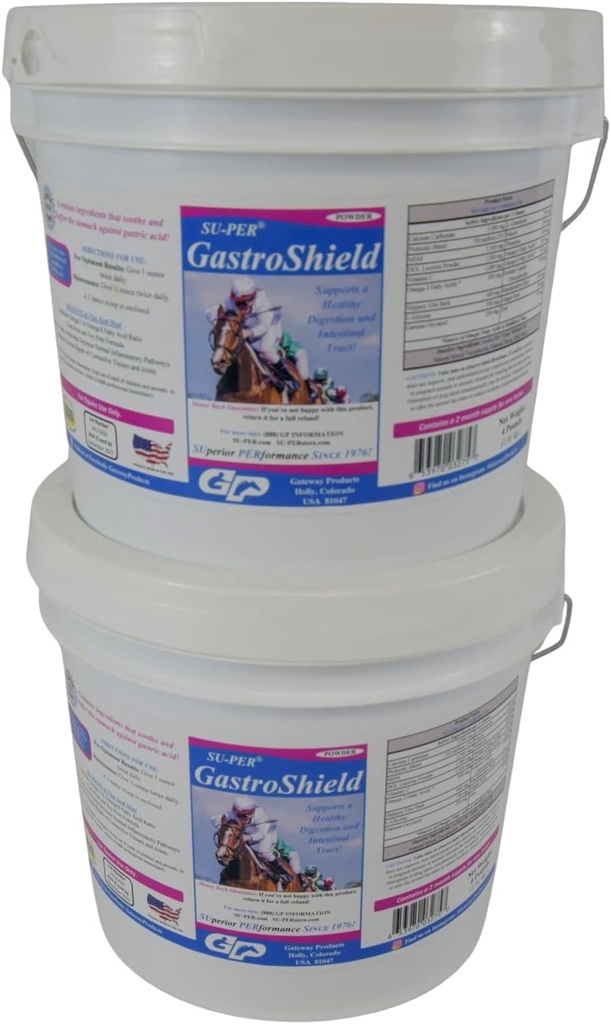 SU-PER GastroShield Equine Probiotics 분말 - 가스 건강을위한 말 소화 보충 - 건강한 소화 및 감염 태아 지원 - 4 파운드, 2 개월 공급