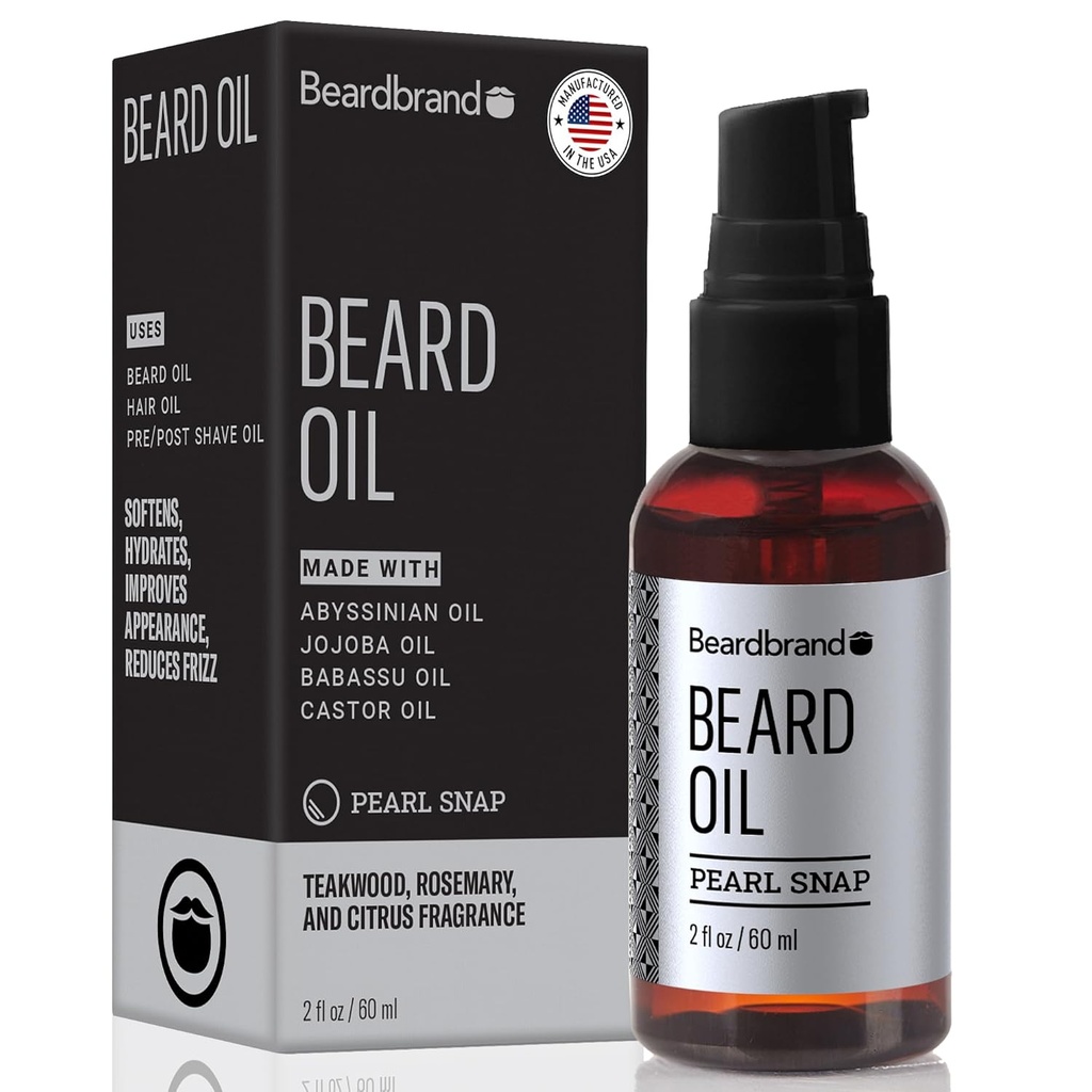 호호바와 비타민 E를 가진 남자를 위한 Beardbrand Beard 기름 – Softens Stubble의 조건 피부 & 승진은 성장합니다 | Teakwood, Rosemary, & Citrus Scent | 2개 fl oz
