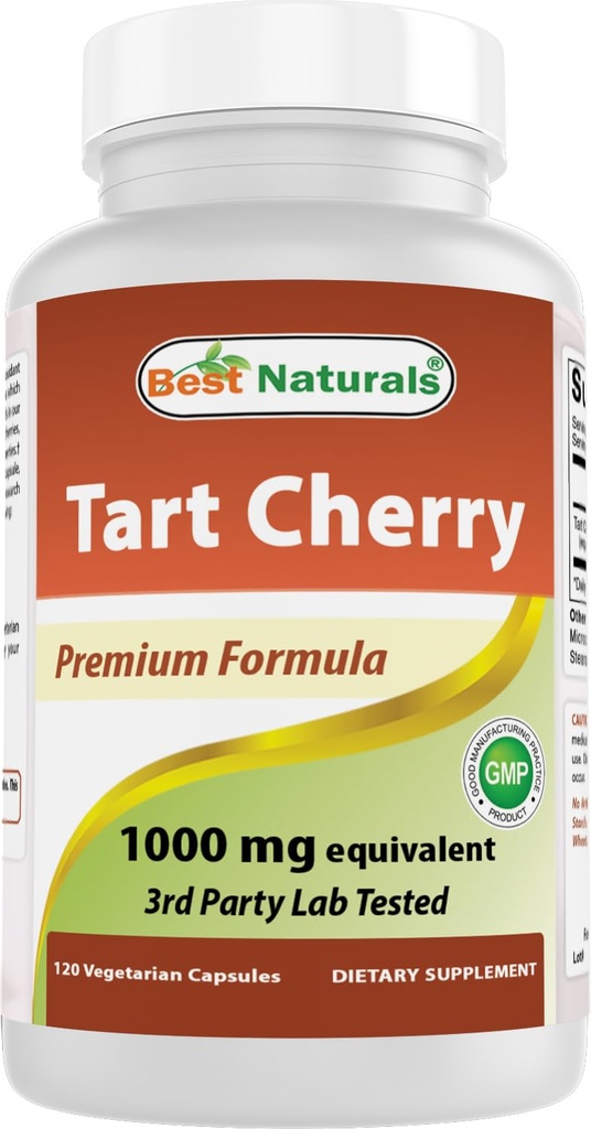 최고의 자연 Tart Cherry 추출물 1000 mg (Non-GMO) Veggie 캡슐 - 정상 범위 내에서 건강한 우릭 산 수준을 촉진, 건강한 합동 기능 & 촉진 건강한 수면주기, 120 조사