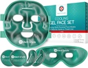 Medi Grade Cooling Ice Face Mask and Cooling Eye Mask for Puffy Eyes & Migraine Relief - ChillGel Face Ice Mask 기술이있는 셀프 케어 페이스 아이스 팩 - 페이스 마스크, 아이 패드 및 가방