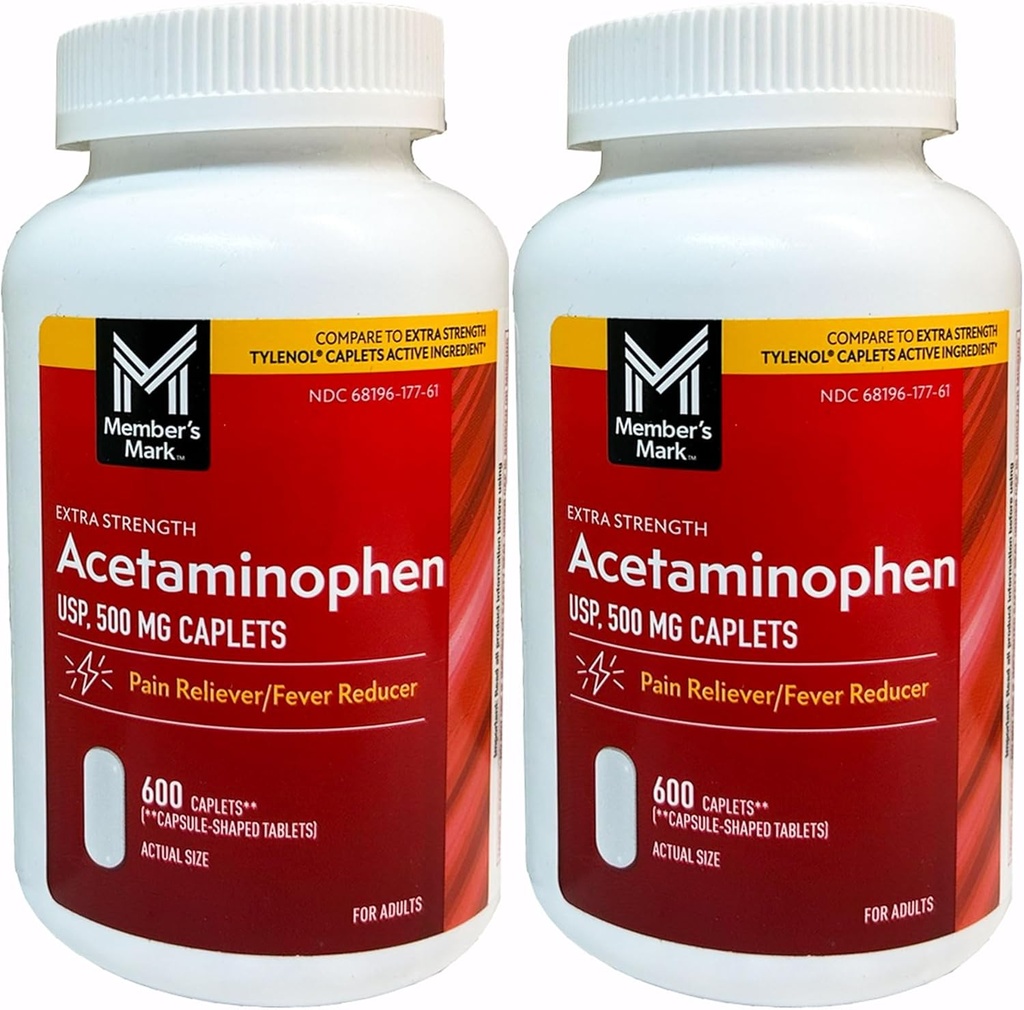 일원 표 500mg 여분 힘 Acetaminophen MegaSize 2Pack (각 600 조사) 7hm2Dcs