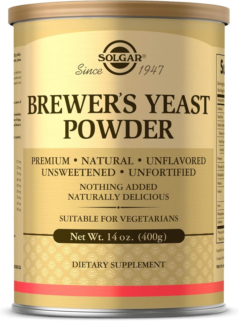 Solgar Brewer's Yeast Powder, 14 oz - 아미노산, B 복합 비타민, 미네랄, & 단백질 - 자연, 불확고한, 미완성 - Dairy Free, 채식 - 13 서빙 (포장은 다를 수 있음)
