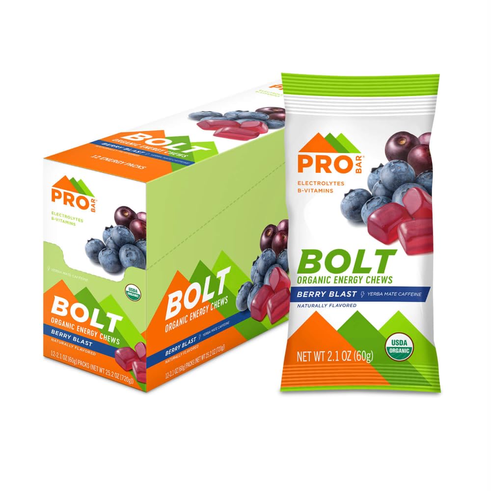 PROBAR - 볼트 유기 에너지 Chews, Berry Blast, Non-GMO, Gluten-Free, USDA 인증 유기, 건강, 자연 에너지, 비타민 B & C (12 개)와 빠른 연료 Gummies