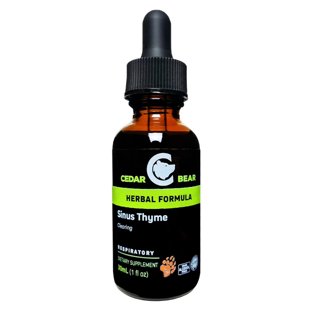 Cedar Bear Sinus Thyme a Liquid Herbal Supplement that Supports Clear Functioning in the Sinuses and Enhances Immune Functions 1 fl oz / 30 ml