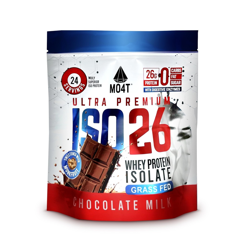 ISO26 잔디 Fed Whey Protein은 인공 감미료가 없습니다. Monk 과일, 1.6 파운드, 24 서빙, 초콜릿 밀크와 자연적으로 감미.
