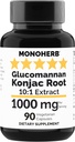 MONOHERB Amorphophallus konjac Radix 추출물 Glucomannan 1000 mg - 90 채식 캡슐
