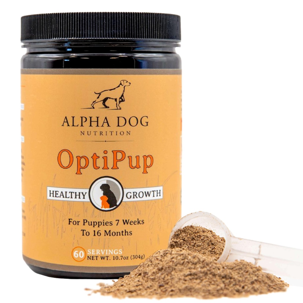 Alpha Dog Nutrition OptiPup All-in-1 Puppy Multivitamin Contains 31 Superfoods 포함 Probiotics 및 Prebiotics for Digestive Support, Skin & Immune 건강, 최적의 성장 (60 인분)