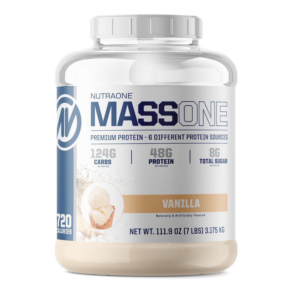 NutraOne Massone 대량 게인더 단백질 분말 이익 대량 단백질 식사 보충 (Vanilla - 7 lbs.)