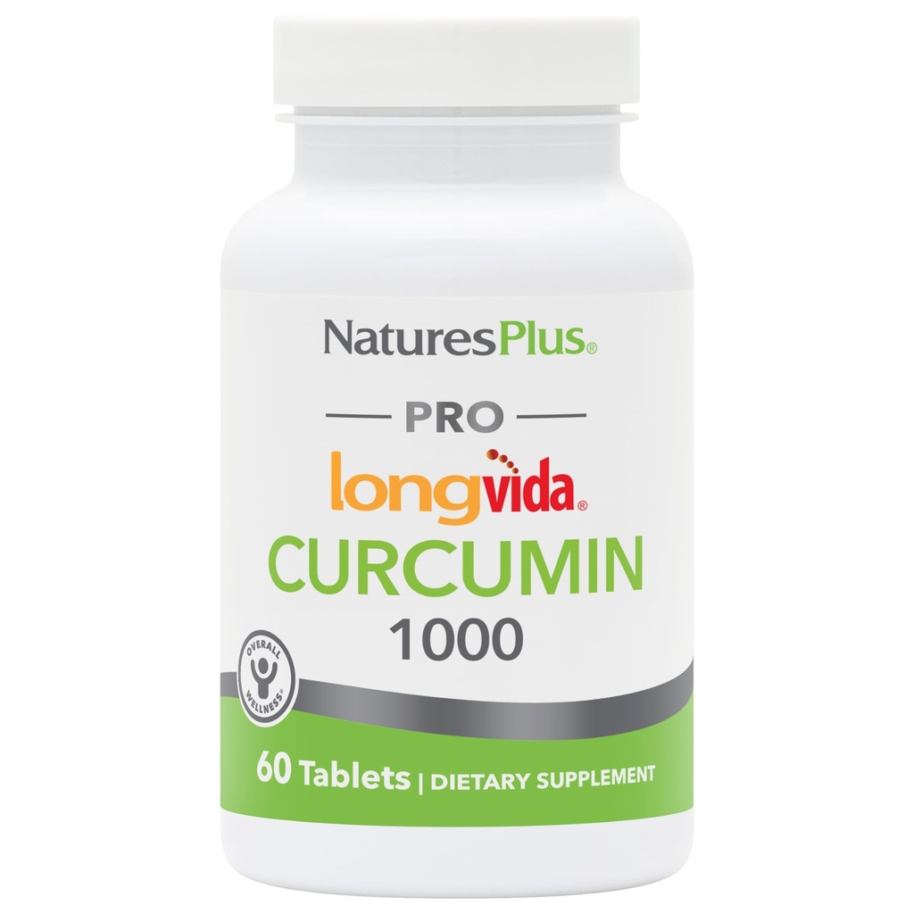 NaturesPlus PRO Longvida Curcumin 1000 mg - 60 정제 - 건강한 무료 Radical Protection - Non-GMO, Vegan & Gluten 무료 - 60 서빙