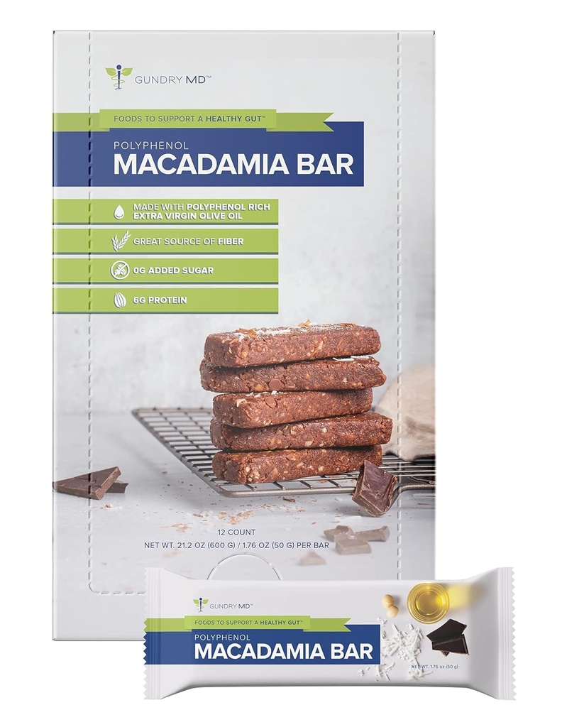 Gundry MD Polyphenol 부유한 Macadamia 견과 막대기, 12 팩