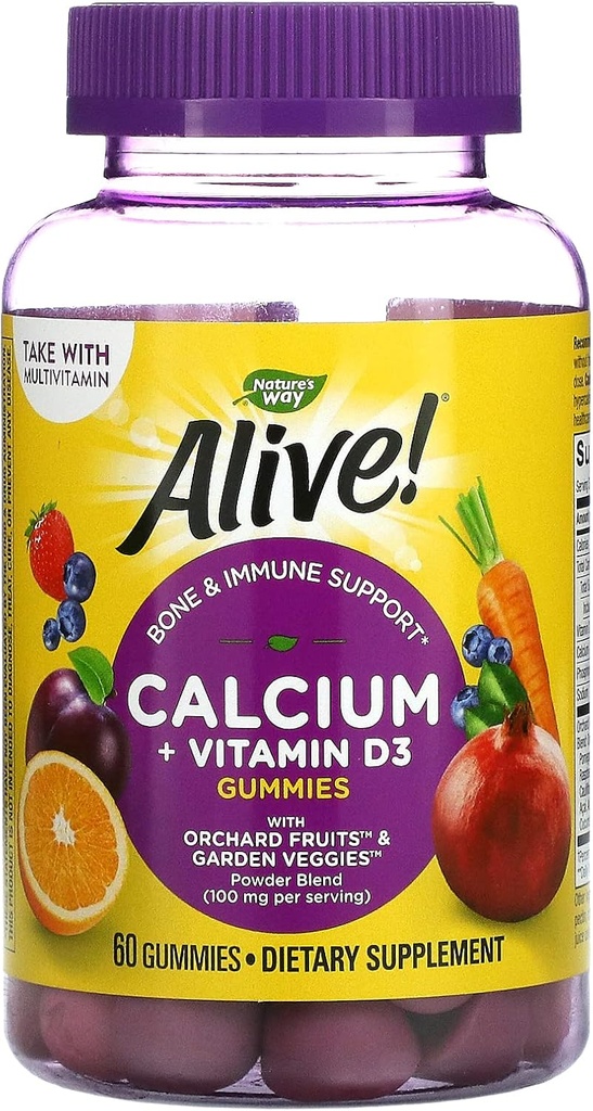 NATURES WAY 라이브! 칼슘 플러스 D Gummies, 100 mg, 60 CT