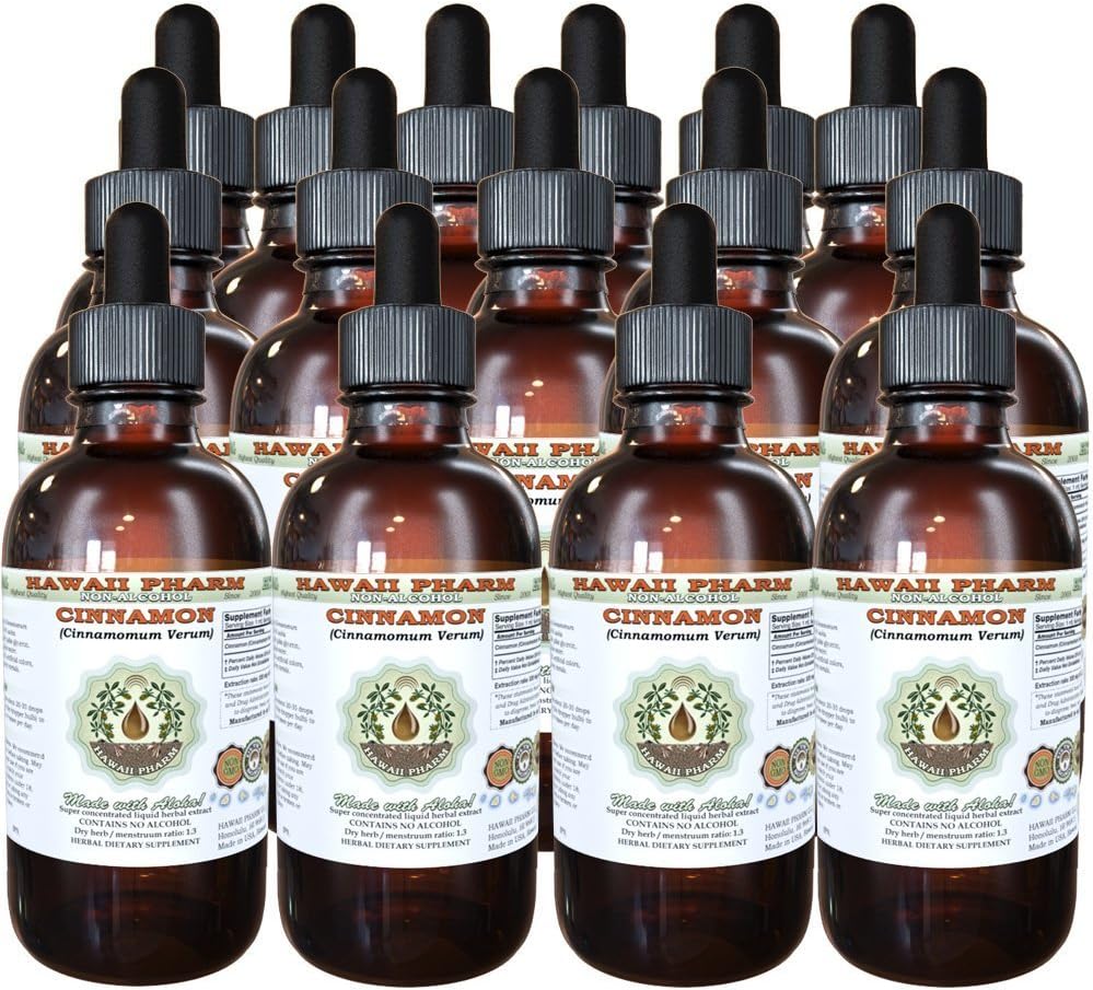 Cinnamon 알콜 자유로운 액체 추출물, Cinnamon (Cinnamomum Verum)에 의하여 말린 Bark Glycerite 하와이 Pharm 자연적인 초본 보충교재 15x4 oz