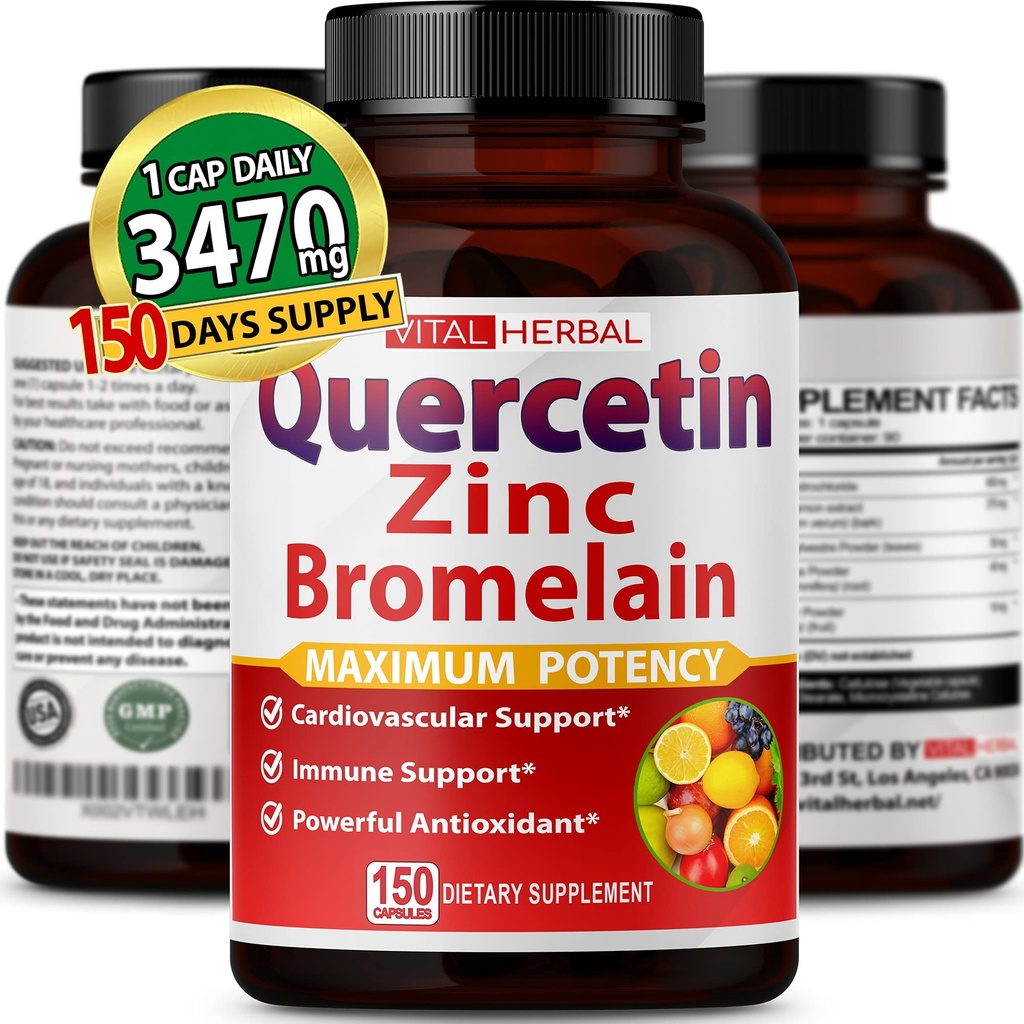 우수한 높은 순수성 Quercetin 98%는 녹차 Ashwagandha를 가진 최대 Potency를 위한 Bromelain 캡슐에 넣습니다 - 전반적인 건강 힘 에너지를 지원하십시오 - 150 일 공급