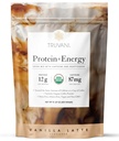 Truvani Protein + 에너지 음료 혼합 87mg 카페인 | 바닐라 라테 | 12g 유기농 공장 기반 단백질 | 20 인분 | USDA 유기농 커피 분말 및 Adaptogen | 글루텐 & 다이리 프리 | Vegan | Non-GMO