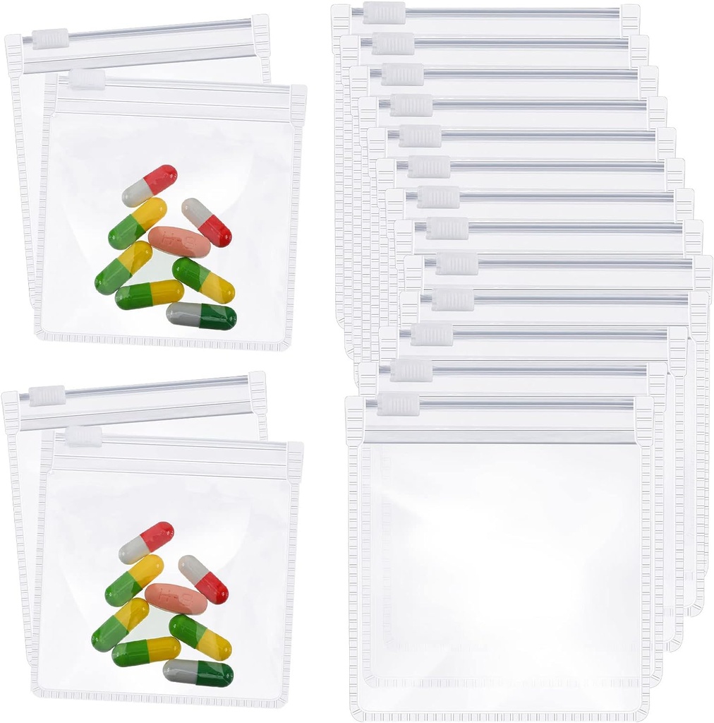 Zonon Pill 파우치 백 지퍼 재사용 가능한 알약 Baggies Clear Plastic Bags Self Sealing Travel Medicine 주최자 Storage with Slide Lock for Cod Liver Oil, Small Items(12 조각)