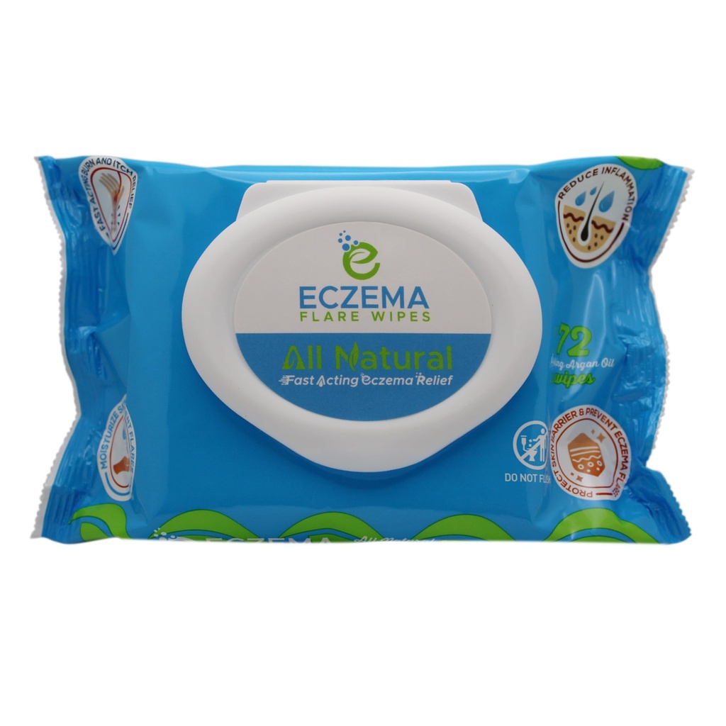 Eczema Flare Wipes® - All-Natural Fast Acting Eczema Relief, Anti-Itch는 염증을 줄이고 피부 장벽을 보호합니다. Soothes &는 미래의 플레어, pH-Balancing, 편리한 On-The-Go 솔루션 72ct
