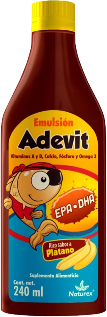 EMULSION ADEVIT ACEITE HIGADO DE BACALAO 240ml 바나나 맛/COD 간장 기름
