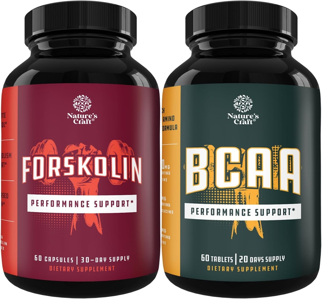 자연적인 전 운동의 뭉치 Forskolin 보충교재와 분지 사슬 아미노산 보충교재 - 자연적인 에너지 승압기 및 운동 보충교재 - Vegan BCAA 캡슐 포스트 운동 근육 회복