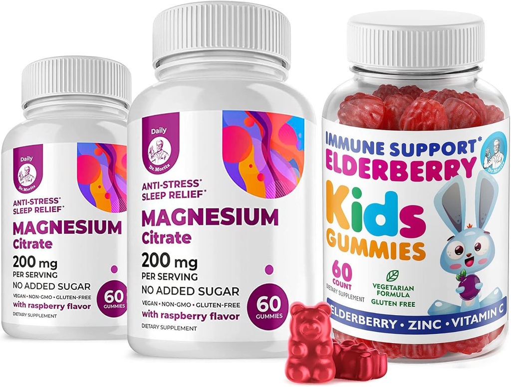 아이와 마그네슘 200 mg Gummies Sugar-Free를 위한 Elderberry Gummies - 건강한 면역 체계 승압기 및 건강 지원 Magnesium Calm Chews를 가진 Elderberry 추출물과 아이 & 성인 설탕 자유로운