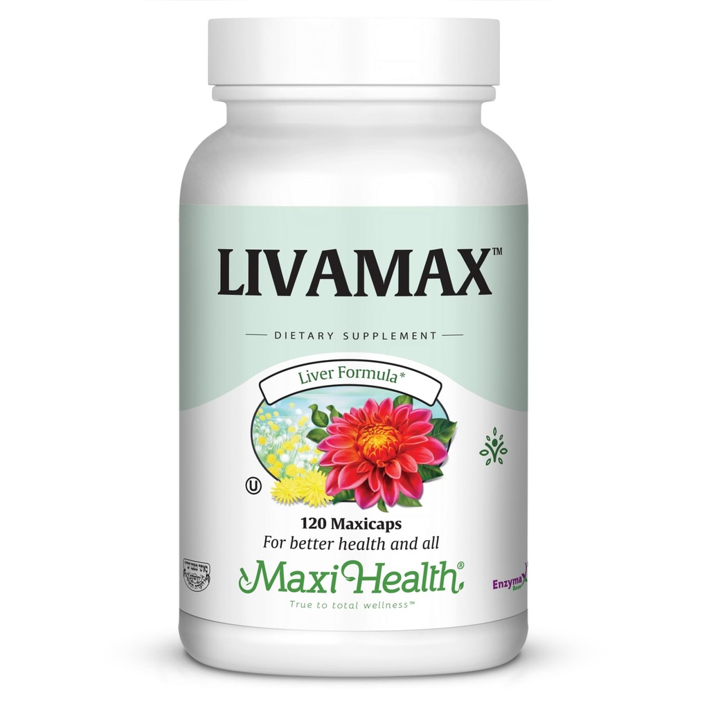 Maxi Health Livamax - 간장 - 우유 이틀 및 다탈 루트 - 120 캡슐 - 코셔