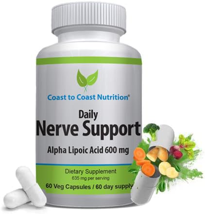 Nerve 지원 - 알파 Lipoic 산 650 mg를 가진 진보된 Nerve 기복 - 손, 다리 및 발 Aches의 Ease를 위한 Nerve 비타민 - 60의 캡슐/30 일 공급