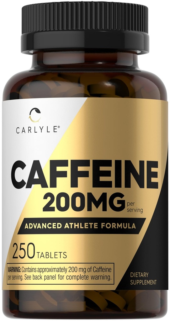 Carlyle Caffeine 환약 200mg | 250 정제 | 고급 Athlete 공식 | 채식주의, 비 GMO 및 글루텐 무료 보충