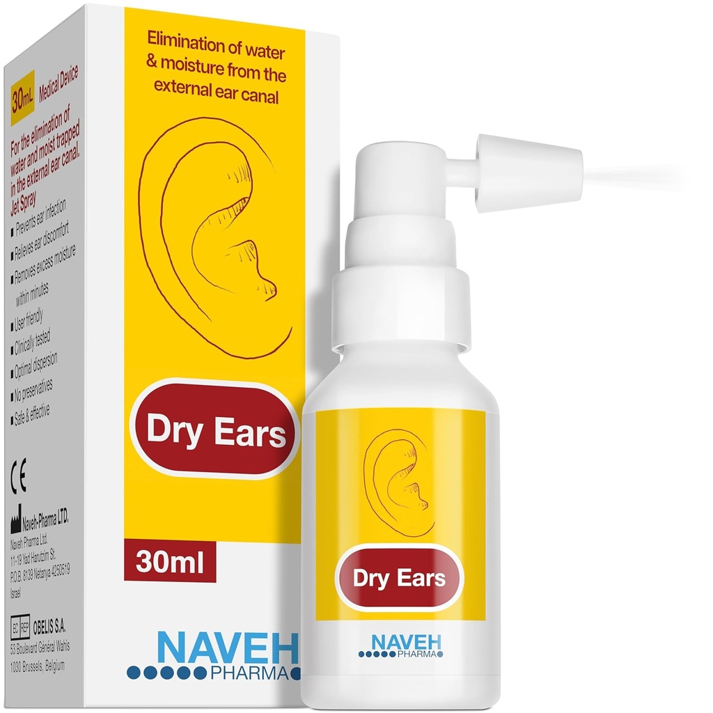 NAVEH PHARMA 드라이 이어 -Swimmers Ear Drops Spray - Swimmers 성인 및 어린이 / Remove Water Trapped in Ears and Prevention Pain, Infection, Hearing Loss (1 Fl Oz) 용 이어 건조 드롭