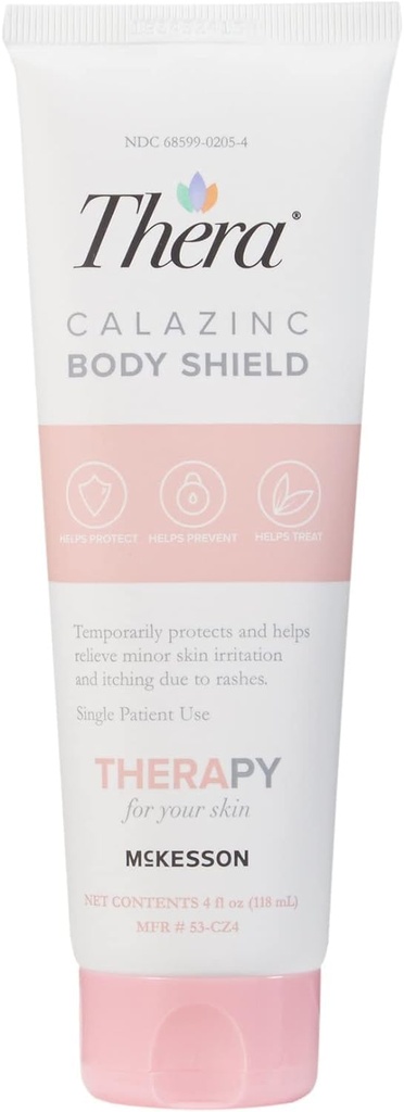 McKesson의 Thera Calazinc 바디 쉴드, 아연 크림 Calamine - Eczema, Psoriasis, Diaper Rash에 대한 피부 장벽 연고 - 4 oz. 튜브, 1 개
