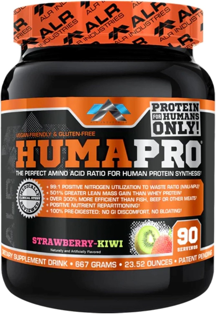 Humapro | 인간을 위한 아미노산 단백질 모체 | Lean 근육을 위한 99% 이용 | Vegan, Gluten Free | 667g / 90 인분 (Strawberry Kiwi)