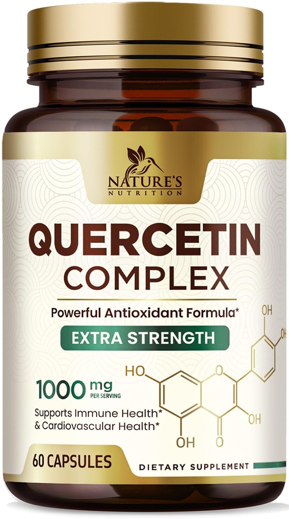 Quercetin 보충교재 1000mg - Immune, 세포질, 호흡 & 계절 변화를 위한 자연적인, 식물 기초를 두는 지원 - Sophora Japonica에서 여분 힘 Quercetin Dihydrate - 60의 Veggie 캡슐