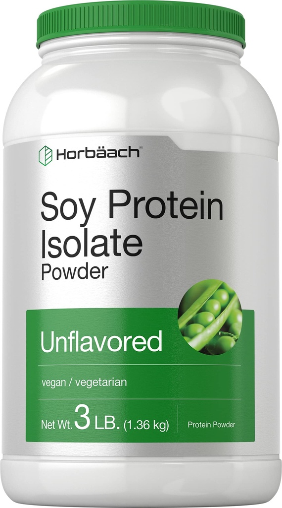 Horbaach Soy Protein Isolate Powder | 3 lb | 여성과 남성 | 채식주의자, 채식주의자, 비 GMO 및 글루텐 무료