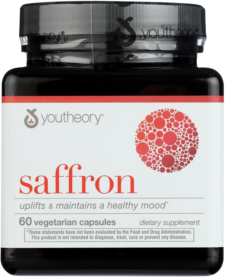Youtheory Saffron 고급 다이어트 보충, Elevates 무드 & 정신 초점, 60 캡슐
