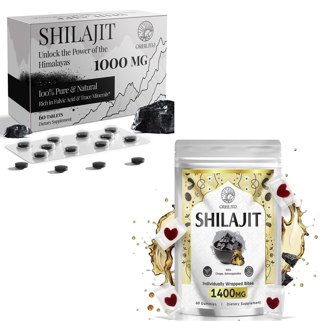1400 MG Shilajit 1000 MG Shilajit 정제와 60 구미 60 개