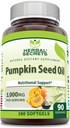 허브 비밀 호박 씨앗 오일 1000 Mg 보충 | 180 Softgels | Non-GMO | 글루텐 프리 | 미국