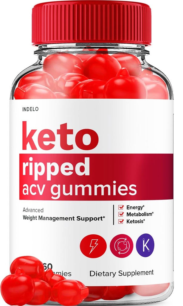 Keto Ripped ACV Gummies - 고급 Ripped Keto + ACV 무게 관리 Gummies Apple Cider Vinegar Ripped ACV Gummies Dietary 보충 리뷰 추가 강도 (60 Gummies)