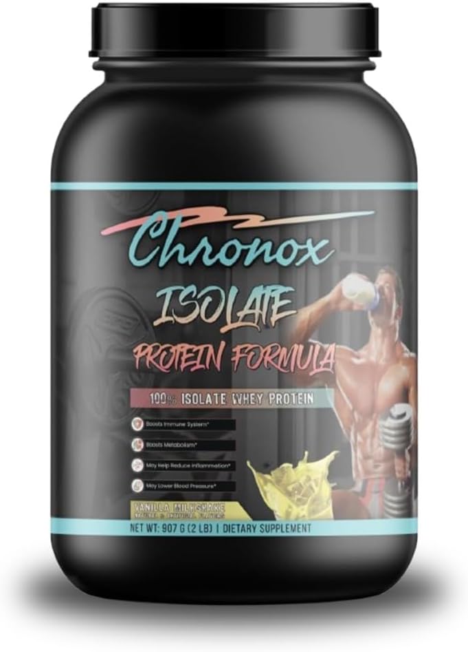 Chronox 100 % Whey Protein Powder - 근육 이익을위한 단백질 분말 - Isolate Whey Powder - 사전 및 포스트 용 바닐라 - 운동 근육 빌더 - (2 LB)