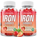 여자, 남자 & 아이를 위한 철 Gummies, 칼슘을 가진 설탕 자유로운 철 보충교재, 아연, Folate & 비타민 B12, C, B6 - 혈액 건물 & 에너지 지원, 빈혈, 딸기, 120 조사