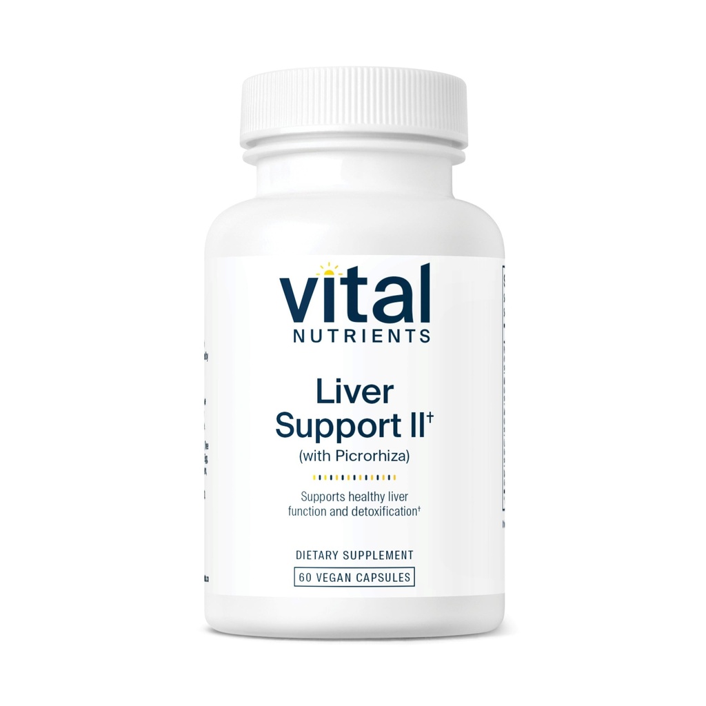 Vital Nutrients Liver Support II with Picrorhiza, Milk Thistle and Curcumin | Vegan Supplement | 건강한 간기능 지원 허브 조합 | 글루텐, 낙농장 및 간장 무료 | 60 캡슐