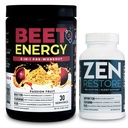 Nutrology Beet Natural O2, Pre Workout Powder, Energy, Endurance & Nitric Oxide Booster with Beet Powder, Passion Fruit flavor (30 서빙) Zen Natural Magnesium Supplement (30 서빙)