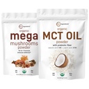 마이크로 성분 유기 메가 버섯 분말 10oz & 유기 MCT 기름 분말 1lb 뭉치 2 팩 | 1 버섯 복잡한에서 10 | C8 MCT 석유, 플랜트 기반 크림