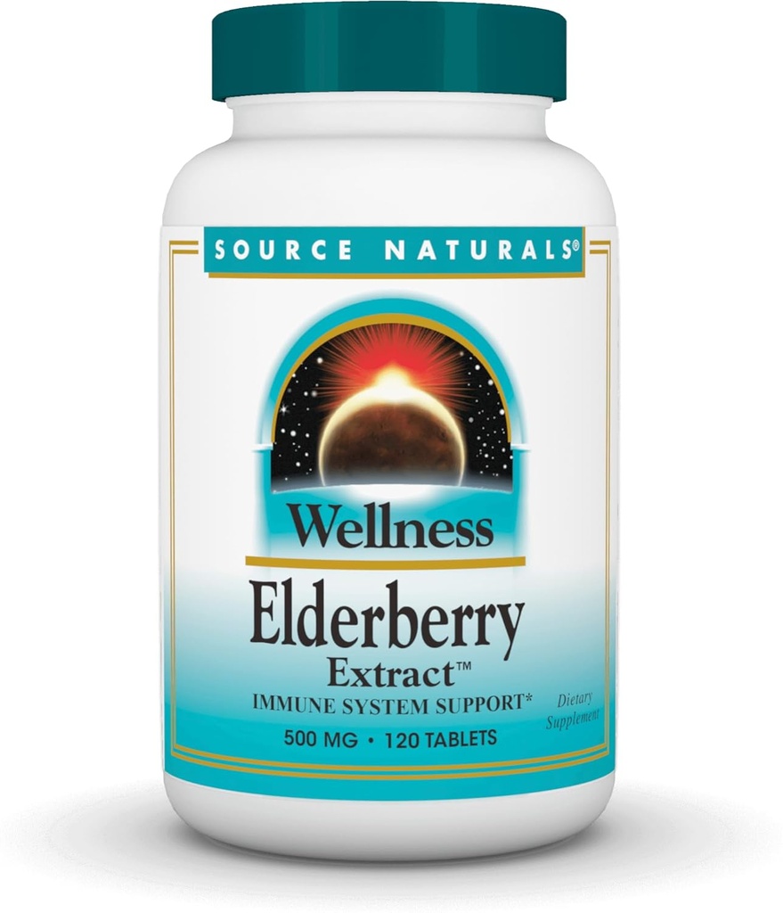 Immune System Support* - 500 mg, 120 정제를 위한 Source Naturals Wellness Elderberry 추출물