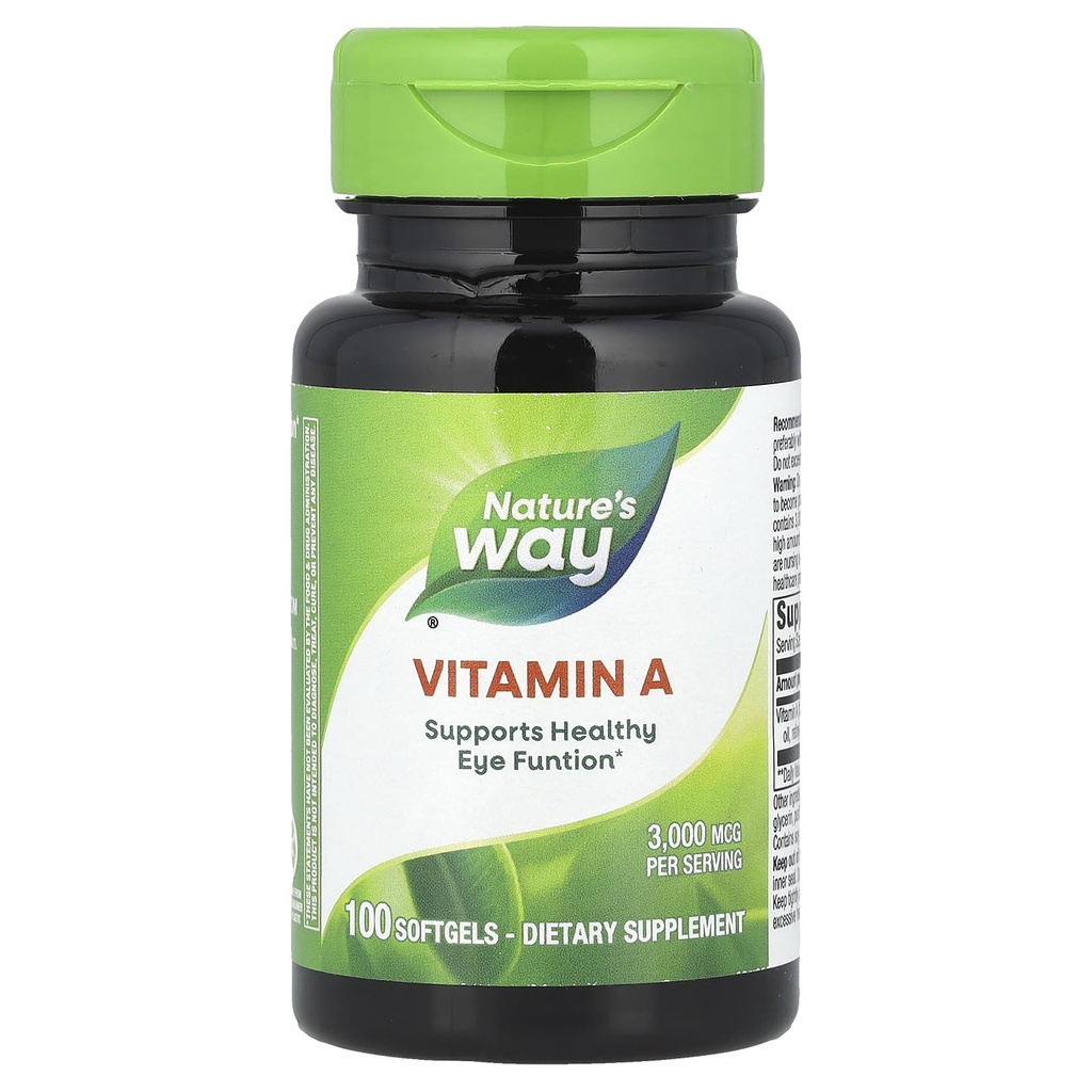 자연의 방법 비타민 A, 높은 효능, 건강한 눈 기능 지원 *, 서빙 당 3,000 mcg, 100 Softgels (포장 월병)